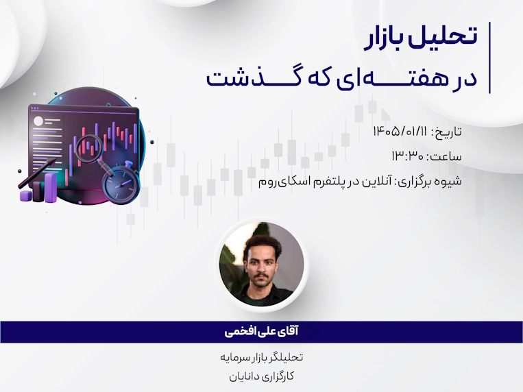 وبینار تحلیل هفتگی 11 فروردین 1405 با حضور جناب آقای علی افخمی، تحلیلگر کارگزاری دانایان در مرکز آموزش دانایان